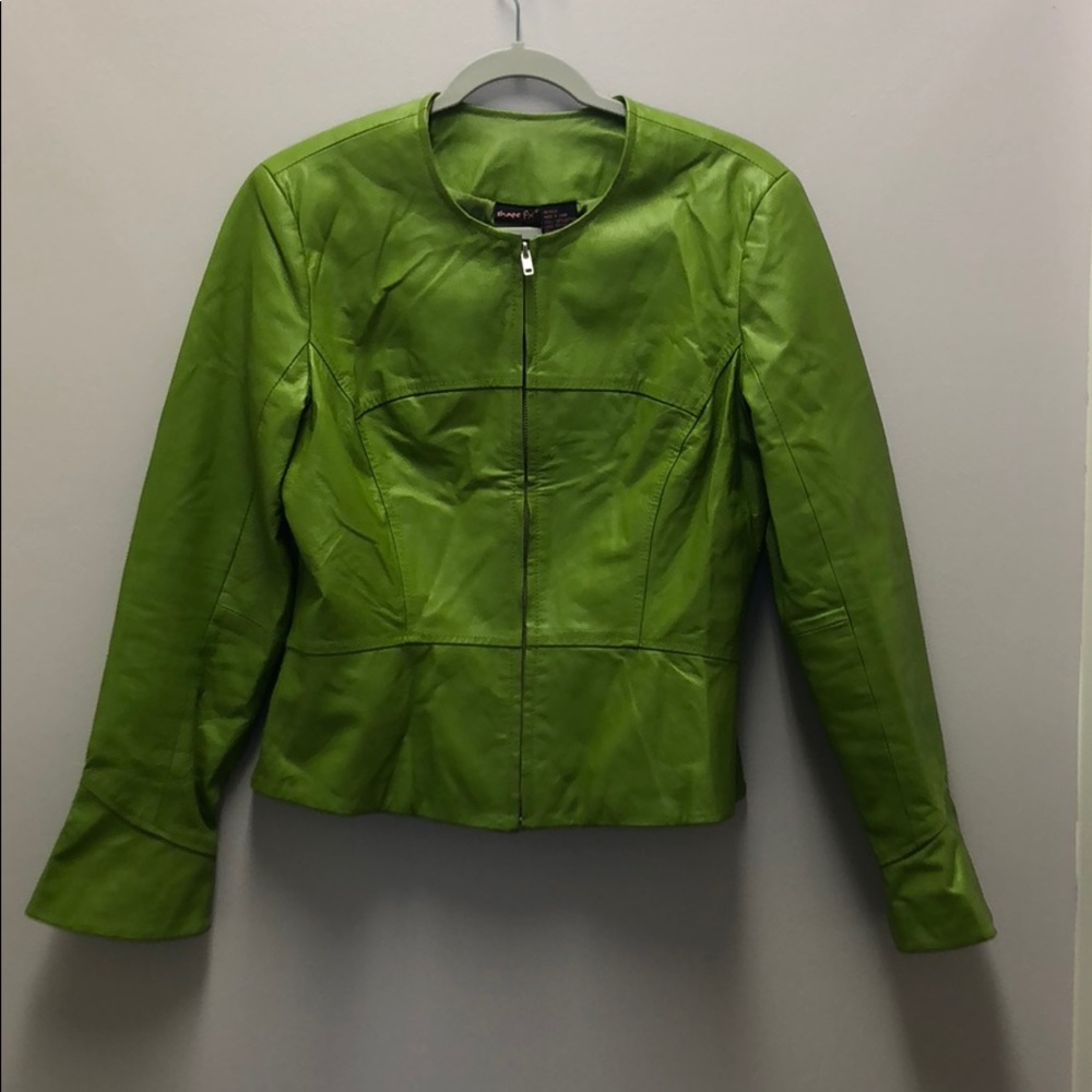 Shape FX green leather jacket, size 16 - Picture 2 of 7